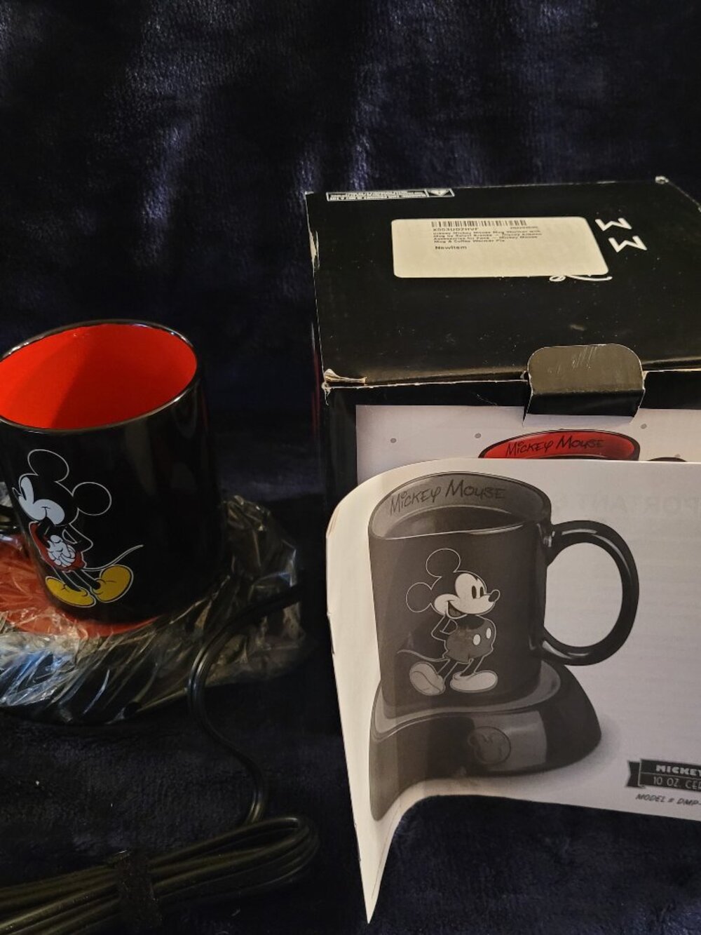 Disney Mickey Mouse Mug Warmer Set with Black Ceramic Mug 10oz 12oz Select Brand
